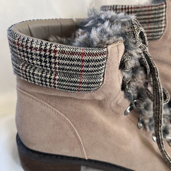 Sam Edelman Darrah Suede Biege Wool Blend Faux Fur Ankle Boot | Size 8 - Picture 4 of 11